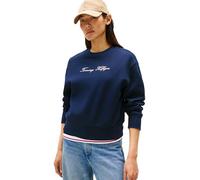 Tommy Hilfiger Sudadera Mujer Lurex Script con Cuello Redondo, Azul (Dark Night Navy), XL
