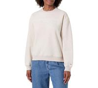 Tommy Hilfiger Sudadera sin Capucha para Mujer, Marfil (Heather Oatmilk), S