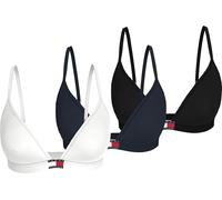 Tommy Hilfiger Sujetador bralette Mujer Pack de 3 Triangle sin relleno, Multicolor (Black/ Navy Rib/ White), L