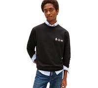 Tommy Hilfiger Sweatshirt Hombre Small Crest Outline con Cuello Redondo, Negro (Black), XS