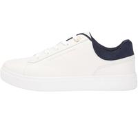 Tommy Hilfiger Tenis Casuales con Suela de Copa para Mujer Fw0fw09020 de caña Baja, Blanco Crudo Azul Espacial, 40 EU