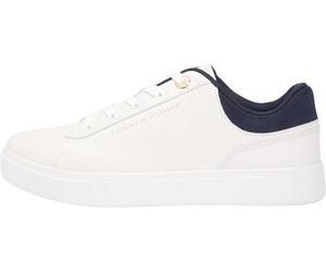Tommy Hilfiger Tenis Casuales con Suela de Copa para Mujer Fw0fw09020 de caña Baja, Blanco Crudo Azul Espacial, 39 EU