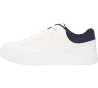 Tommy Hilfiger Tenis Casuales con Suela de Copa para Mujer, FW0FW09020, Parte Superior Baja, Color Blanco (Crudo/Azul Espacial), 42, Blanco Crudo Azul Espacial, 42 EU