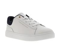 Tommy Hilfiger Tenis Casuales con Suela de Copa para Mujer, FW0FW09020, Parte Superior Baja, Color Blanco (Crudo/Azul Espacial), 36, Blanco Crudo Azul Espacial, 36 EU