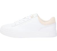 Tommy Hilfiger Tenis Casuales con Suela de Copa para Mujer, FW0FW09020, Parte Superior Baja, Color Blanco (Blanco/Crema Suave), 38, Blanco Blanco Crema Suave, 38 EU