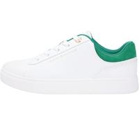 Tommy Hilfiger Tenis Casuales con Suela de Copa para Mujer, FW0FW09020, Parte Superior Baja, Color Blanco (Blanco/Verde), 38, Blanco, Blanco, Verde, 38 EU