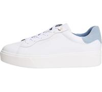 Tommy Hilfiger Tenis Elegantes con Plataforma y Suela de Copa para Mujer, FW0FW09021, Parte Superior Baja, Color Blanco (Blanco/Agua Transparente), 41, Blanco Blanco Agua Transparente, 41 EU