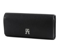 Tommy Hilfiger Mujer Cartera TH Emblem Large Flap Wallet Grande, Negro (Black), Talla Única