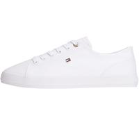 Tommy Hilfiger TH Foxing FW0FW09170 - Tenis de Lona para Mujer, Parte Superior Baja, Color Blanco (Blanco), Talla 6