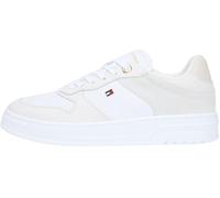 Tommy Hilfiger TH Sporty Cupsole Tumbled LTR FW0FW09024 Low Top para Mujer, Blanco (Blanco/Gris Claro), 40, Blanco Blanco Gris Claro, 40 EU