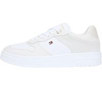 Tommy Hilfiger TH Sporty Cupsole Tumbled LTR FW0FW09024 Low Top para mujer, blanco (blanco/gris claro), 38, Blanco Blanco Gris Claro, 38 EU