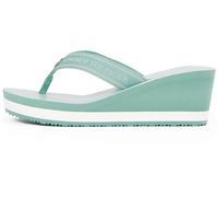 Tommy Hilfiger Th Stripes Wedge Beach Sandal, Chanclas Mujer, Green Charming Green, 39 EU