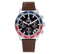 Tommy Hilfiger Reloj TH85 Cronógrafo para Hombre, Negro y Marrón, Caja de Acero Inoxidable 41mm, Resistente al Agua 5 ATM, Referencia 1792166
