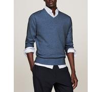 Tommy Hilfiger Jersey Hombre Essential Cotton con Cuello de Pico, Azul (Aegean Sea Heather), L