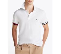 Tommy Hilfiger Polo de manga corta Hombre Flag Cuff Slim Fit, Blanco (White), XL