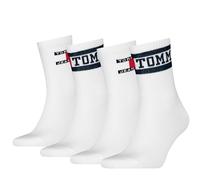 Tommy Hilfiger Tommy Jeans Short Sock Calzino Corto, White, 43-46 (Pacco da 4) Unisex-Adulto