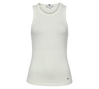Tommy Hilfiger Camiseta Tipo Top para Mujer Slim 5X2 Rib Top Canalé Elástica, Blanco (Ecru), S