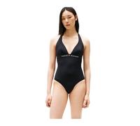 Tommy Hilfiger Traje de Baño para Mujer Halter One Piece para Atar al Cuello, Negro (Black), L