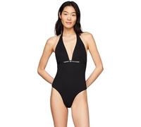 Tommy Hilfiger Traje de Baño para Mujer Halter One Piece para Atar al Cuello, Negro (Black), XS
