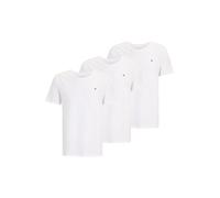 TOMMY HILFIGER Lote de 3 camisetas de cuello redondo de algodón elástico. Color blanco + blanco + blanco
