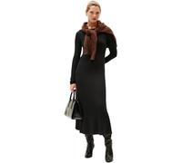 Tommy Hilfiger Vestido Bodycon Mujer Rib Flare Midi con Cuello Barco, Negro (Black), S