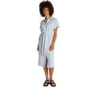 Tommy Hilfiger Vestido Camisero Mujer Linen Belted de Manga Corta, Azul (Breezy Blue), 40
