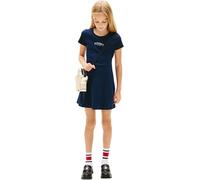 Tommy Hilfiger Vestido Chicas Skater Dress+KJ7:K547 con Logotipo, Azul (Dark Night Navy), 4 Años