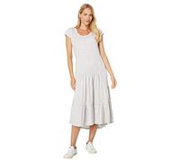 Tommy Hilfiger Vestido Midi a Rayas escalonadas para Mujer, Caqui/Blanco Brillante, Large
