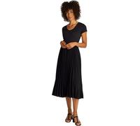 Tommy Hilfiger Vestido Mujer Contrast Soft Pleat Fit & Flare, Negro (Black), M