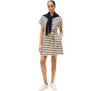 Tommy Hilfiger Vestido Mujer Gold Button Jersey con cinturón, Multicolor (Country Ivory/Dark Night Navy STP), XXXL