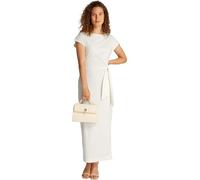 Tommy Hilfiger Vestido Mujer Knot Midi con Cuello Barco, Blanco (Ecru), S
