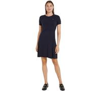 Tommy Hilfiger Vestido para Mujer Midi Dress de Manga Corta, Azul (Desert Sky), S