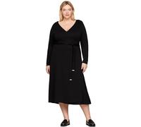 Tommy Hilfiger Vestido para Mujer Smooth Lines Wrap Midi Dress con Manga Larga, Negro (Black), 52