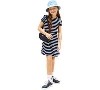 Tommy Hilfiger Vestido Tipo Camiseta Chicas Essential Punto Skater Fit-and-Flare, Azul (Dark Night Navy Stripes), 8 Años
