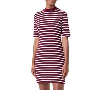 Tommy Hilfiger Vestido Tipo Camiseta Mujer Slim Cody Dress con Cuello Vuelto, Multicolor (Breton STP Deep Rouge/Ecru), XS