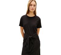 Tommy Hilfiger Vestido Tipo Camiseta Mujer Slub Midi para anudar, Negro (Black), L
