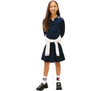 Tommy Hilfiger Vestido Tipo Jersey Chicas Mini Cable Sweater Dress con Cuello de Polo, Azul (Dark Night Navy), 10 Años