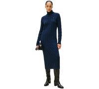 Tommy Hilfiger Vestido Tipo Jersey Soft Mujer Wool Cable con Cuello Vuelto, Azul (Dark Night Navy), XS