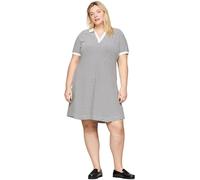 Tommy Hilfiger Vestido tipo polo Mujer Curve de manga corta, Multicolor (Breton Ecru/Desert Sky), 48