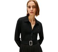 Tommy Hilfiger Vestido Tipo Polo Mujer Interlock Mix Media con cinturón, Negro (Black), XXL