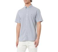 Tommy Hilfiger WCC Flex Poplin STP RF Shirt S/S Mw0Mw29207 Popelin Camiseta, Blue (Night Sky/Optic White), M para Hombre