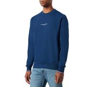 Tommy Hilfiger WCC Logo Tipped Crewneck Mw0Mw33640 Cuello Redondo con Logotipo de Tommy del CMI, Blue (Night Sky), S para Hombre