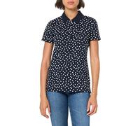 Tommy Hilfiger Womens Dot-Print Quarter-Button Polo Top, Sky Captain/Bright White, Small