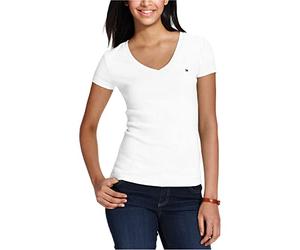Tommy Hilfiger Women's Short Sleeve V-Neck Flag T-Shirt
