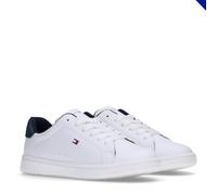 Tommy Hilfiger, Zapatilla de Deporte Plana, con Cordones, Jack, Blanco/BLU, 34