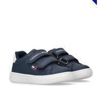 Tommy Hilfiger, Zapatilla de Velcro Baja para niños y niñas, Logan, BLU/Blanco, 22