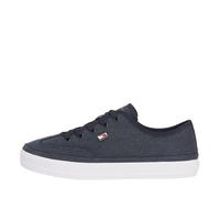 Tommy Hilfiger Sneaker con Suela Vulcanizada Mujer Washed Canvas Low Top, Azul (Space Blue), 39