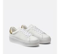 TOMMY HILFIGER Zapatillas con plataforma de piel Court. Color Blanco/Dorado