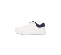 Tommy Hilfiger Tenis Casuales con Suela de Copa para Mujer, FW0FW09020, Parte Superior Baja, Color Blanco (Crudo/Azul Espacial), 36, Blanco Crudo Azul Espacial, 36 EU