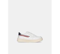 Tommy Hilfiger Zapatillas de niño en blanco bajas tipo basket con logotipo y suela en contraste. Blanco 36